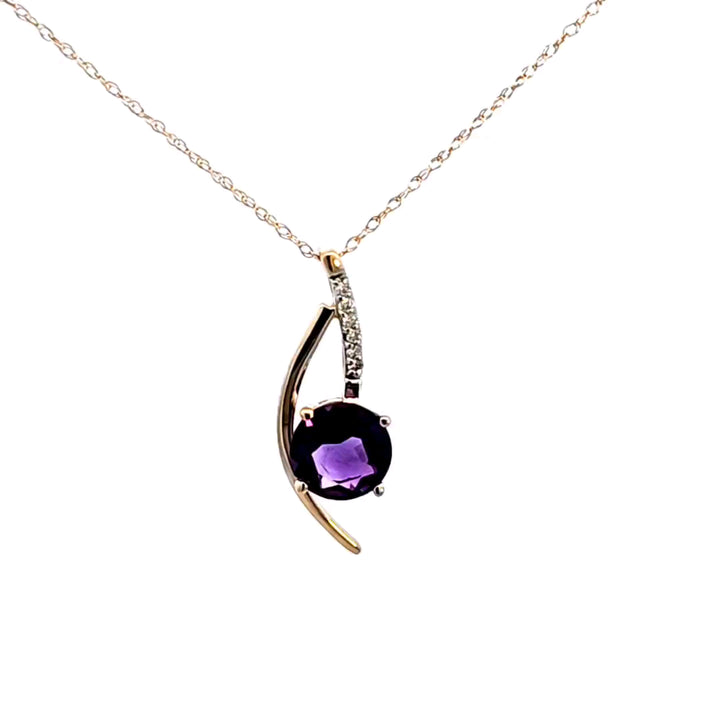 14KY Amethyst and Diamond Pendant