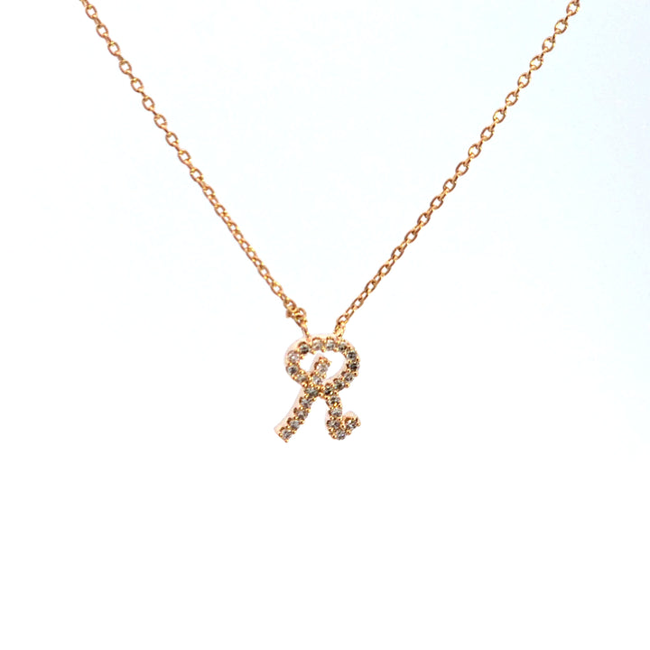 10KY Diamond Initial R Necklace
