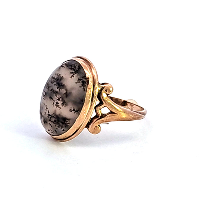 14KY Moss Agate Estate Ring