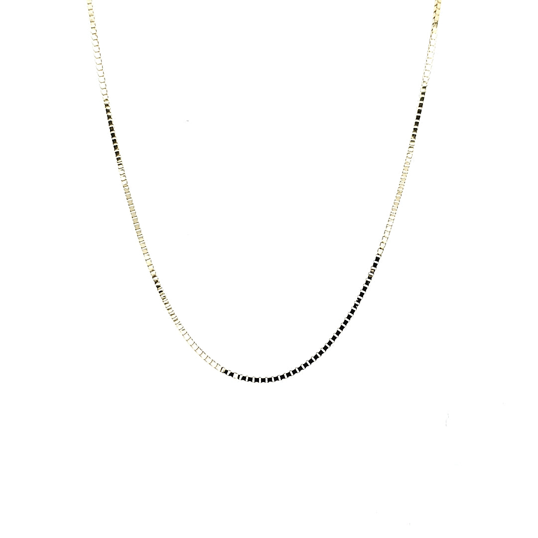 Yellow 14 Karat Box Chain Length 18