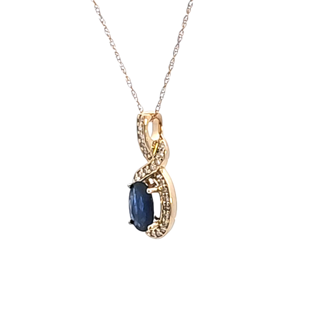 14KY Sapphire and Diamond Pendant