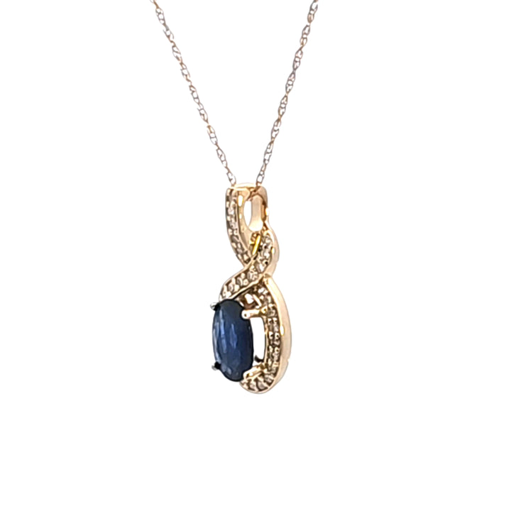 14KY Sapphire and Diamond Pendant