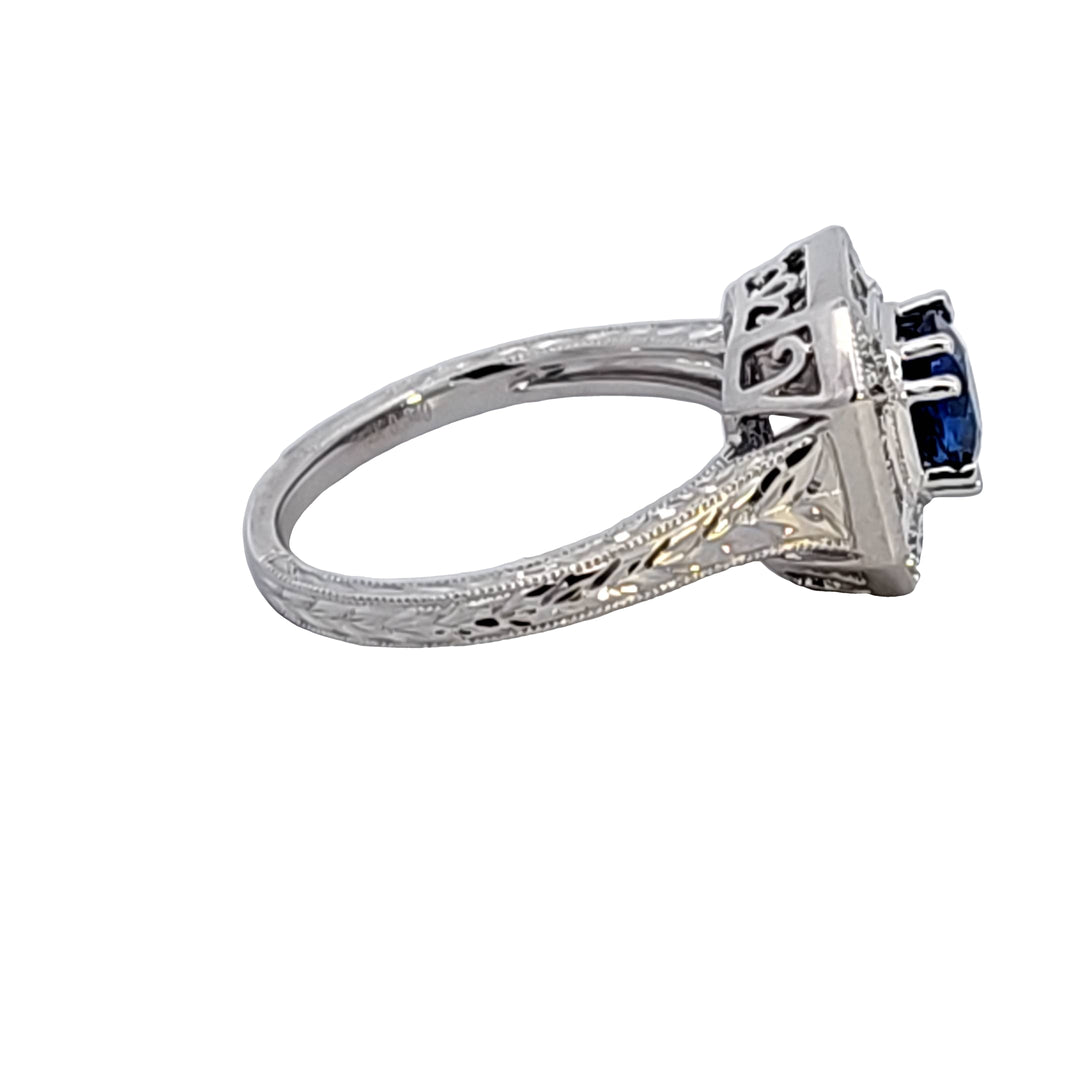 14KW Sapphire and Diamond Engagement Ring