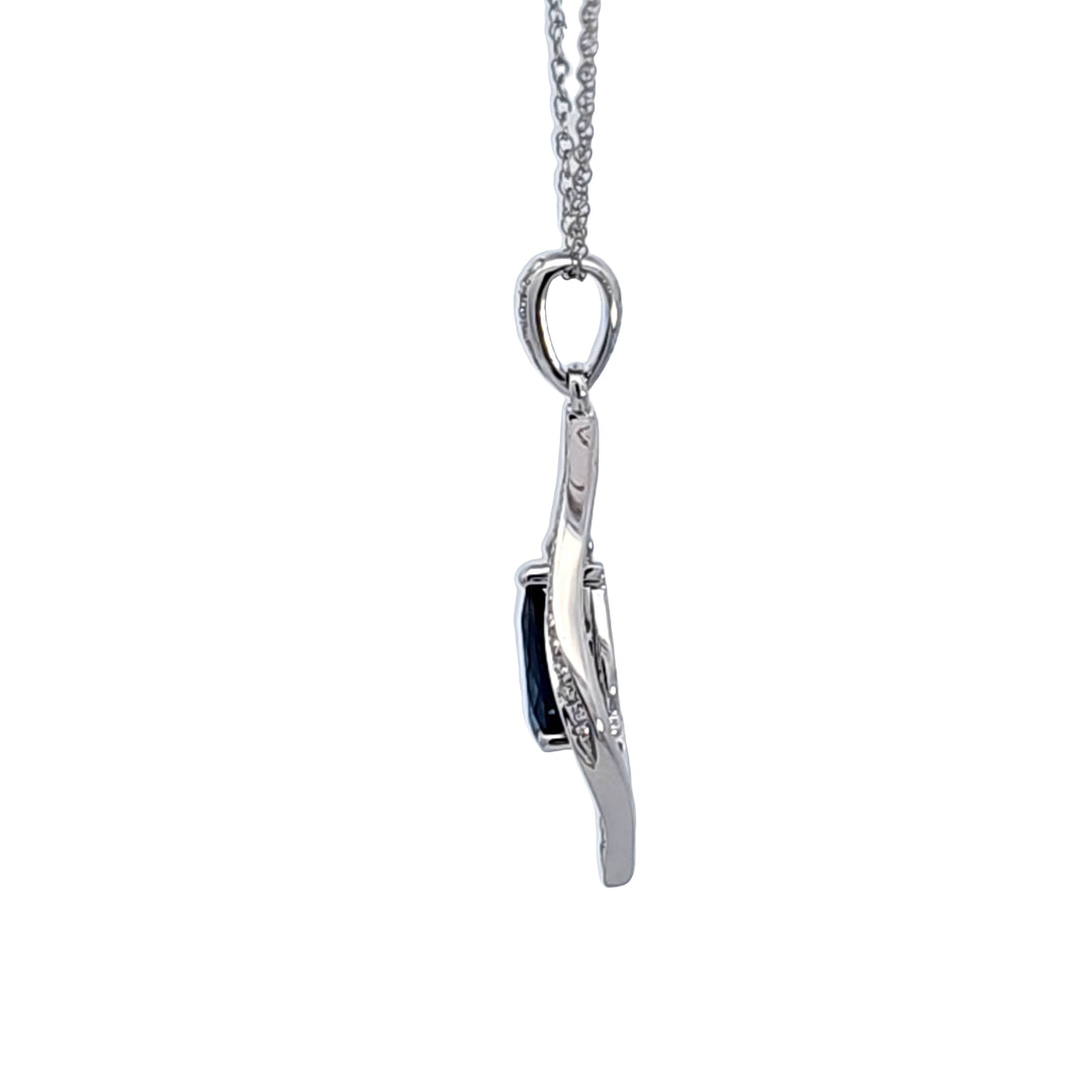 14KW Pear Sapphire and Diamond Pendant