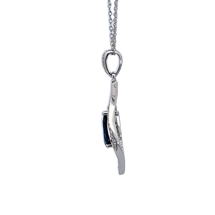 14KW Pear Sapphire and Diamond Pendant