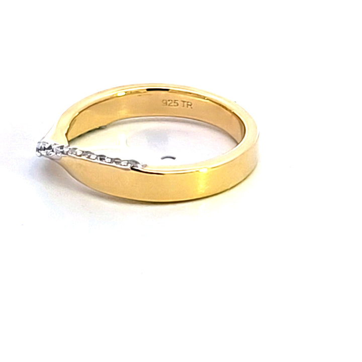 Sterling Silver Two-Tone Twist Pave Band