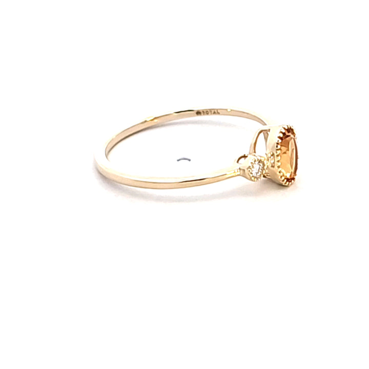 14KY Oval Citrine and Diamond Ring