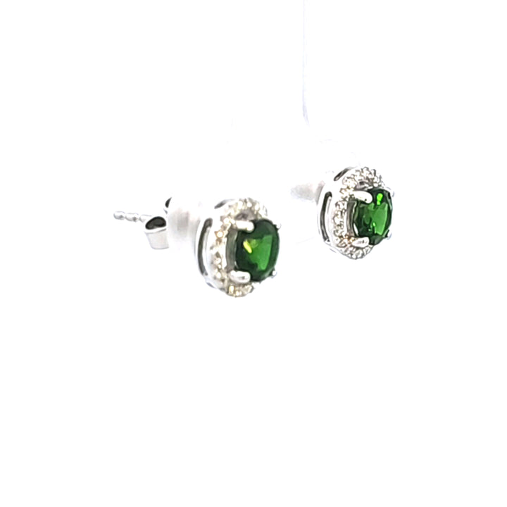 14KW Russalite Chrome Diopside and Diamond Earrings