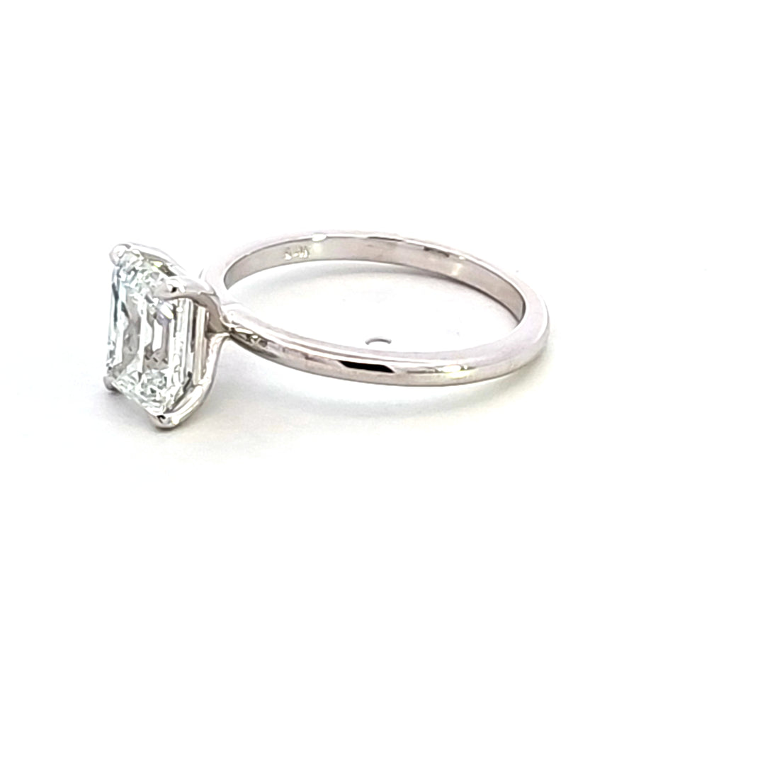 14KW Emerald Cut Lab Grown Solitaire Engagement Ring
