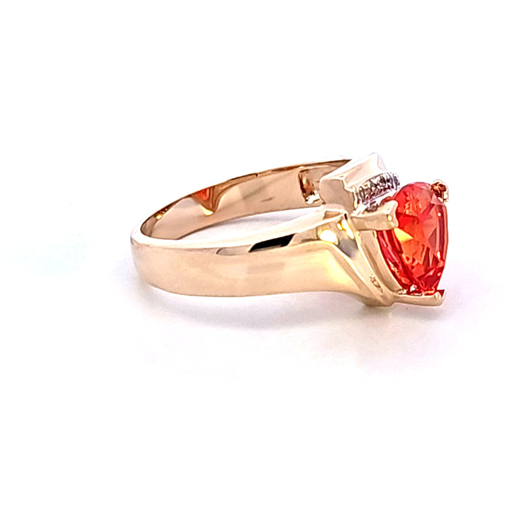10KY Trilliant Orange Synthetic Sapphire and Diamond Estate Ring