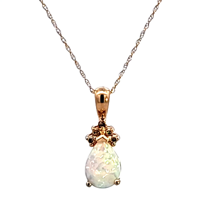 10KY Pear Synthetic Opal Estate Pendant
