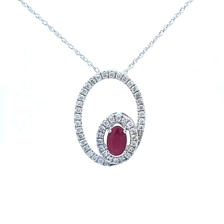 14KW Ruby and Diamond Pendant