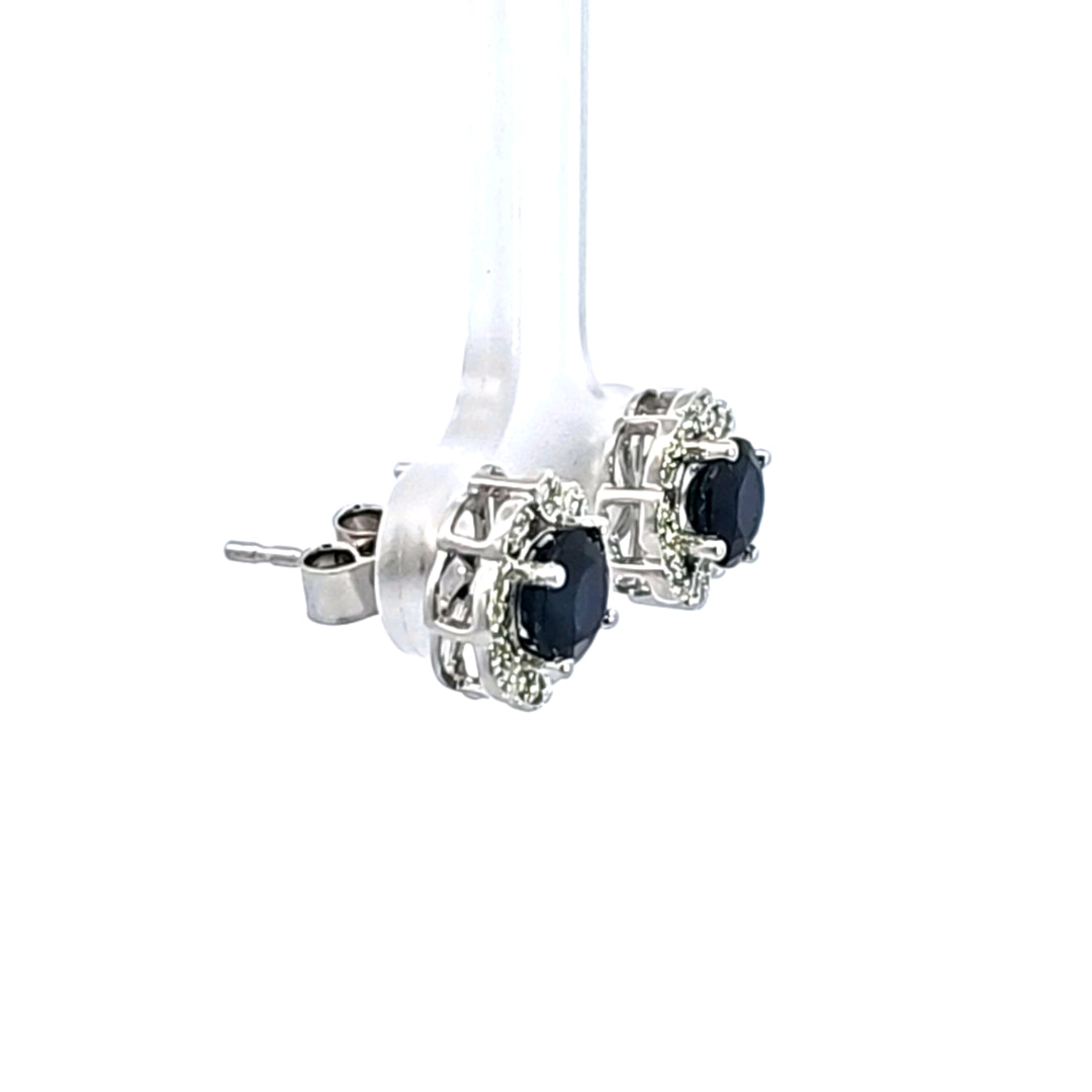 14KW Blue Sapphire and Diamond Earrings