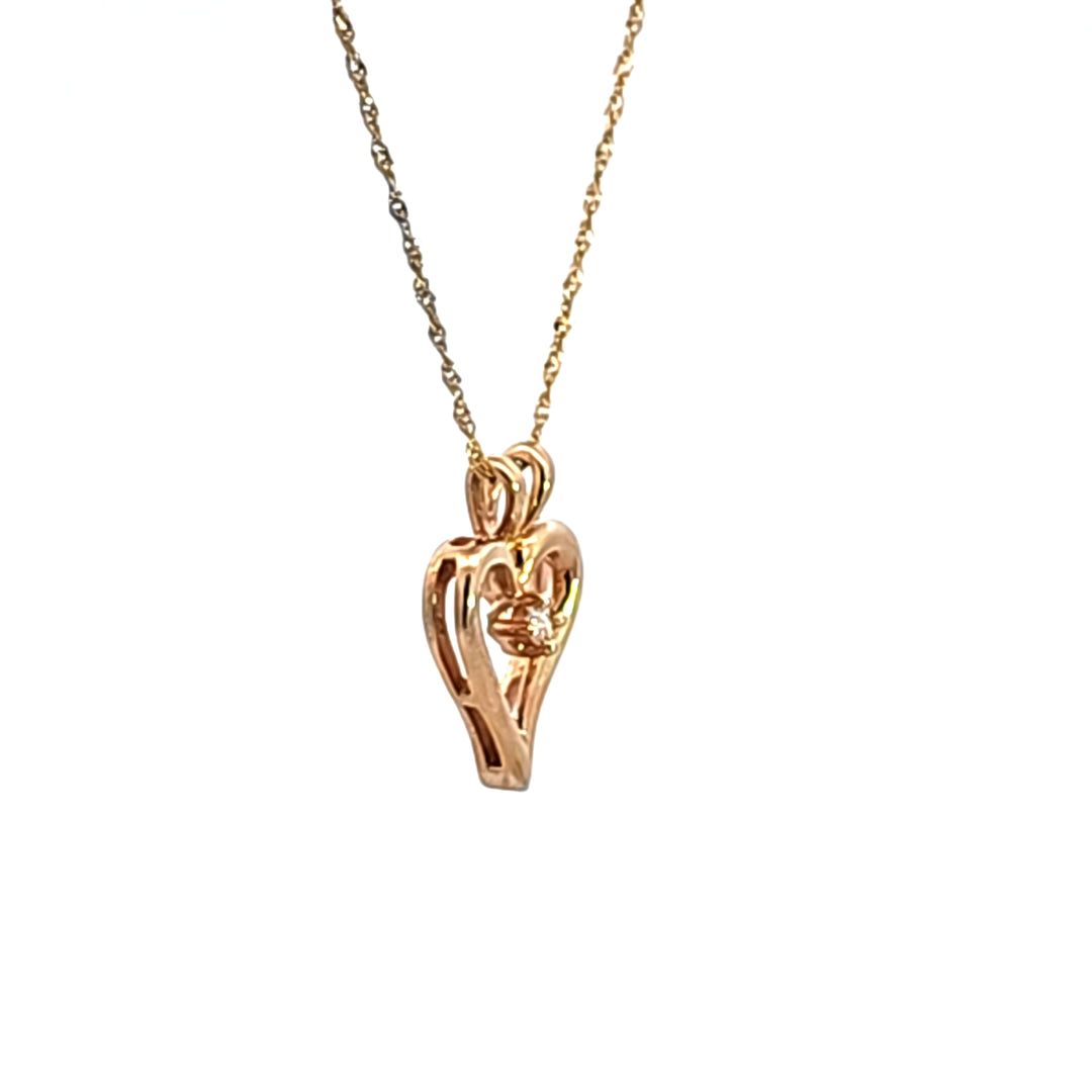 14KY Diamond Heart Pendant