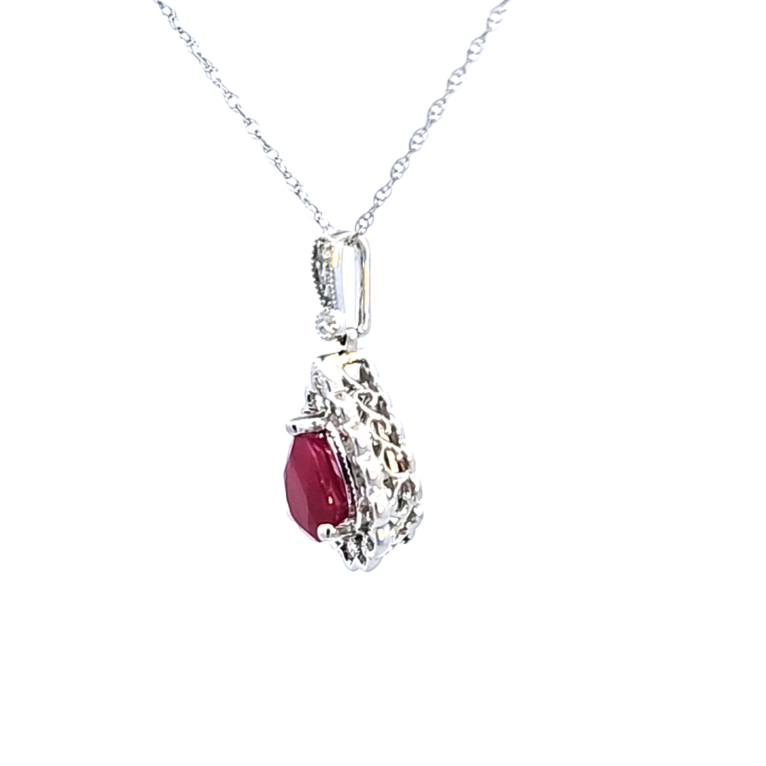 14KW Ruby and Diamond Pendant