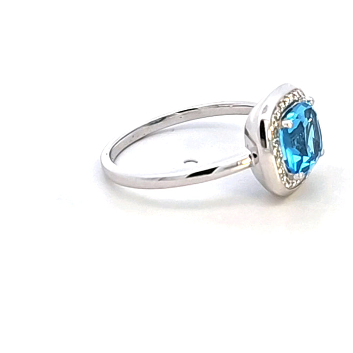 14KW Blue Topaz and Diamond Ring