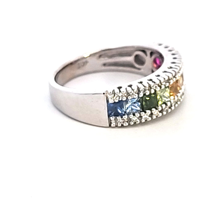 14KW Multi-Color Sapphire and Diamond Estate Ring
