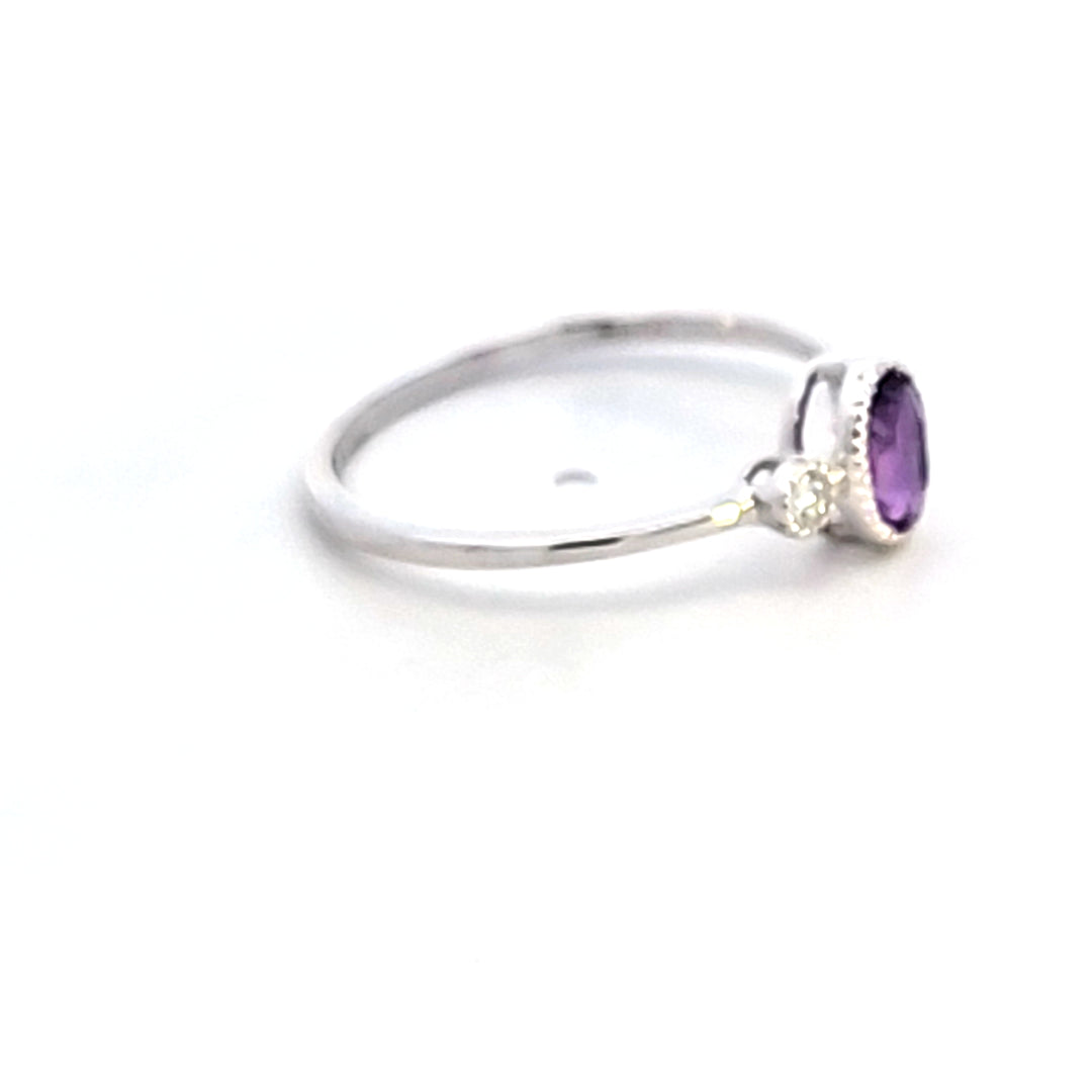 14KW Amethyst and Diamond Fashion Ring