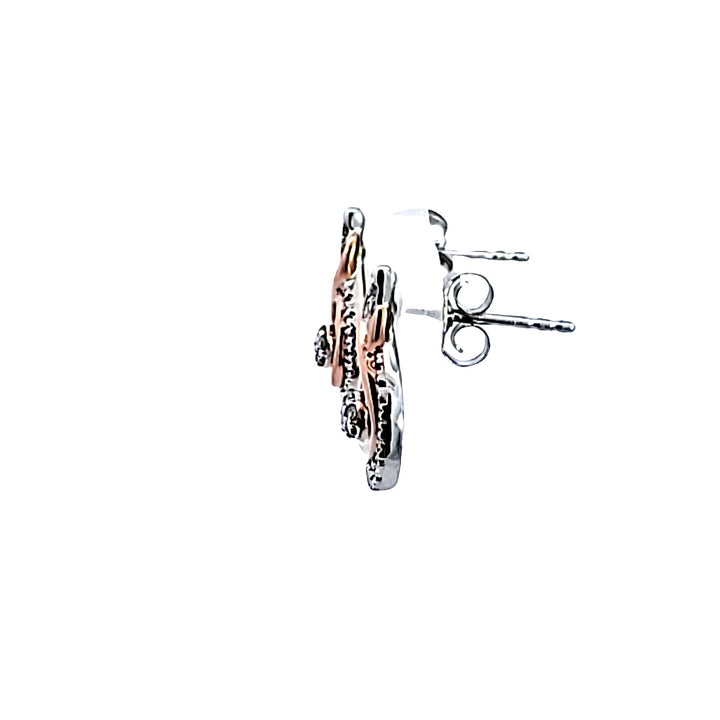 Sterling Silver and Rose Gold Plated Diamond Earrings