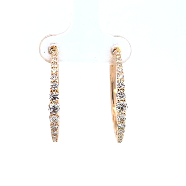 14KY 1ctw Graduated Diamond Hoop Earrings