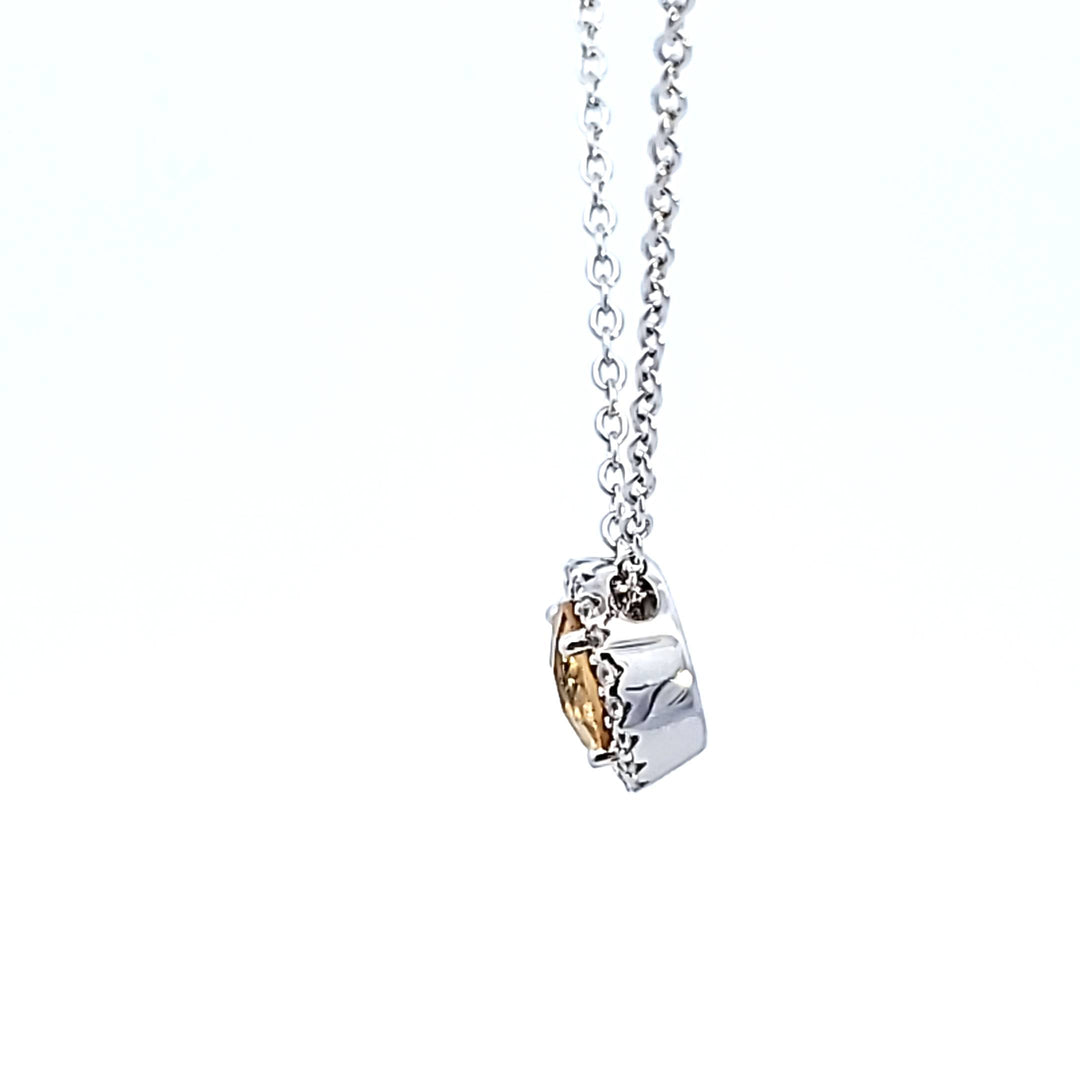 Sterling Silver and Platinum Citrine and CZ Birthstone Pendant