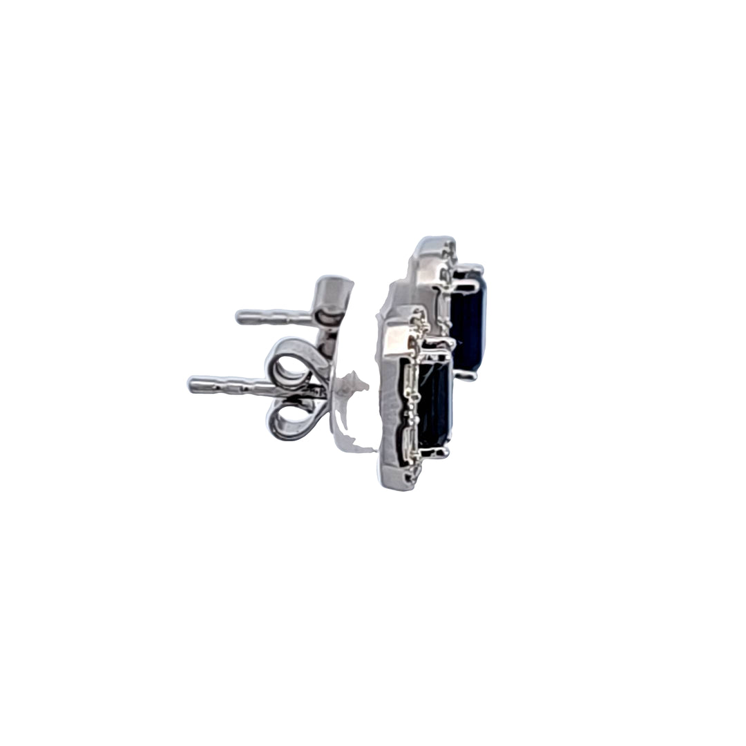 14KW Blue Sapphire and Diamond Earrings
