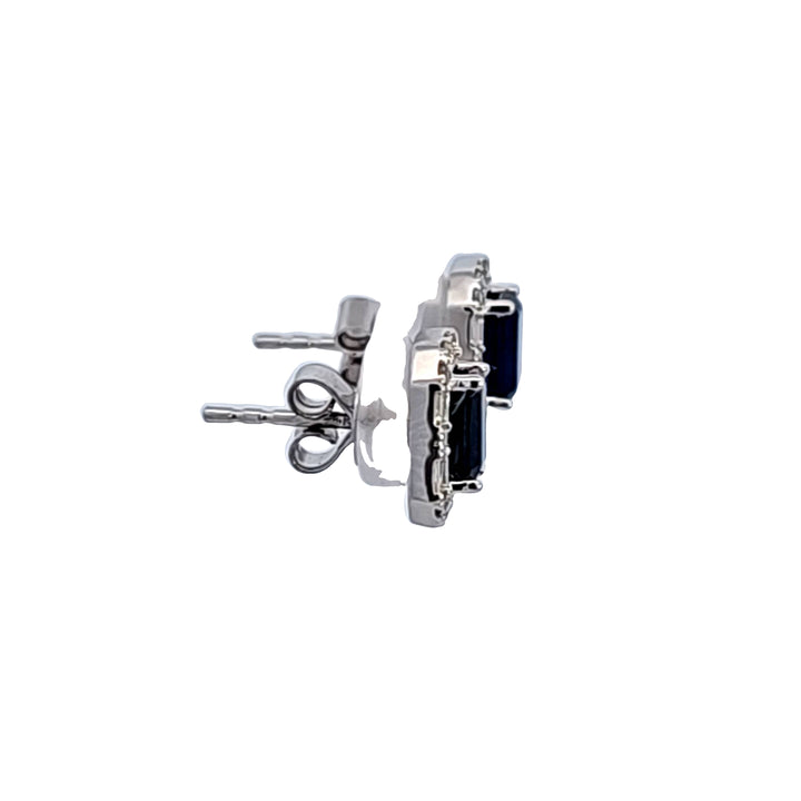 14KW Blue Sapphire and Diamond Earrings