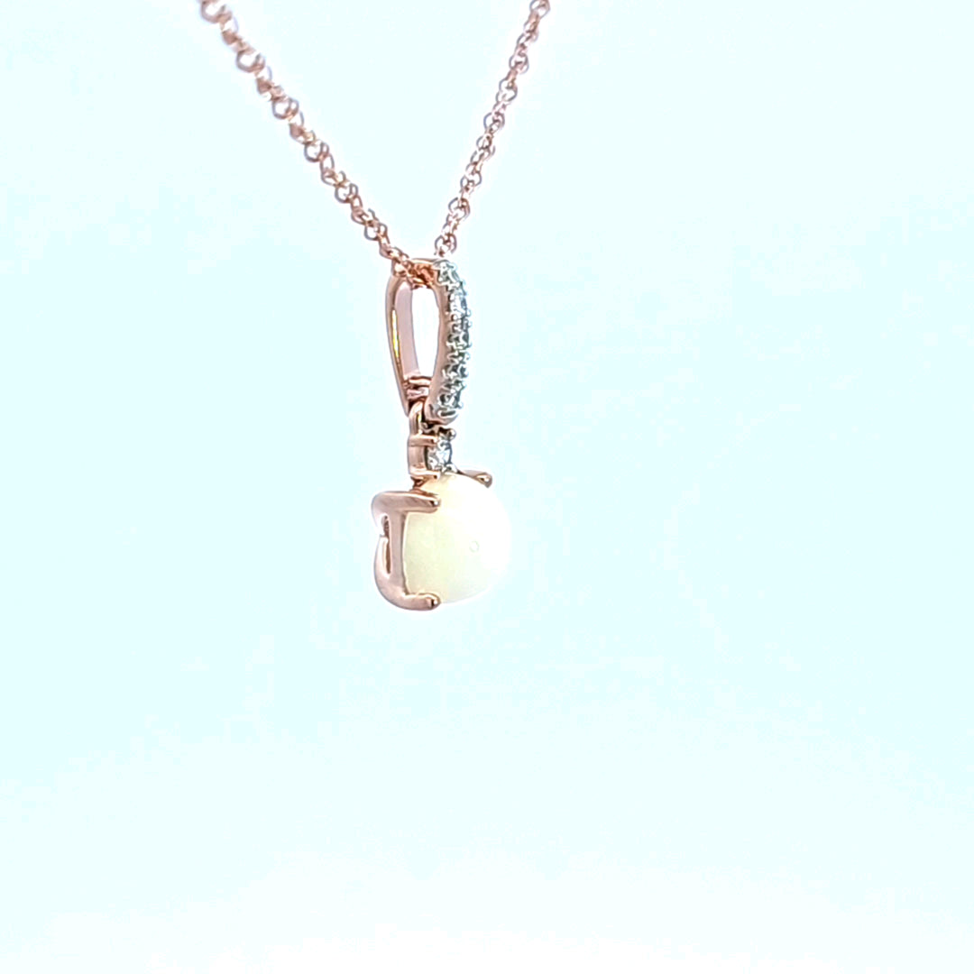 14KR Opal and Diamond Pendant