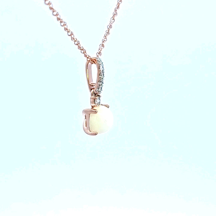 14KR Opal and Diamond Pendant
