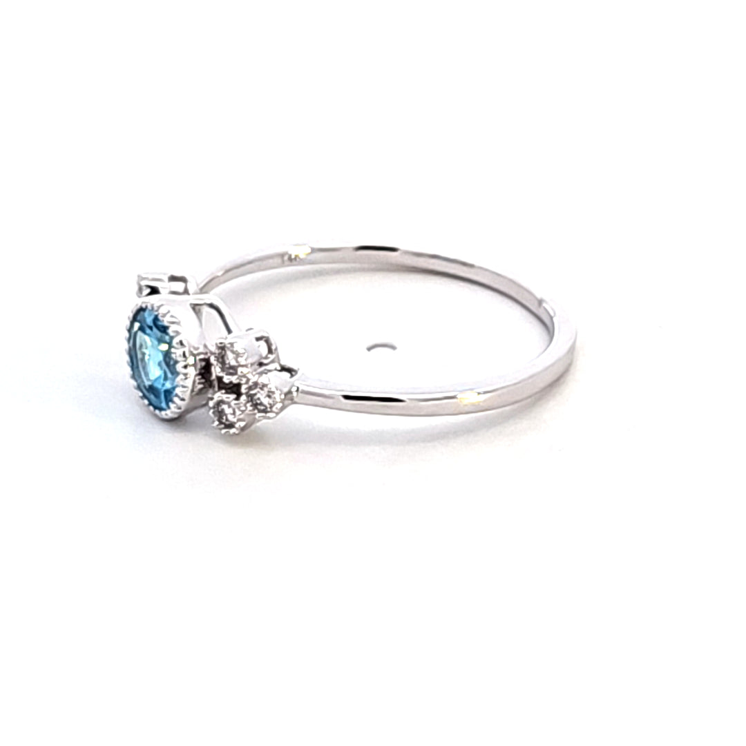 14KW Blue Topaz and Diamond Fashion Ring