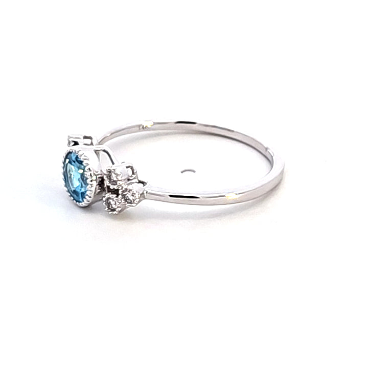14KW Blue Topaz and Diamond Fashion Ring