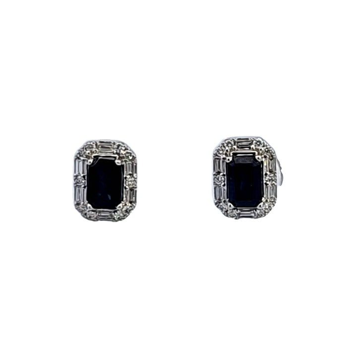 14KW Blue Sapphire and Diamond Earrings