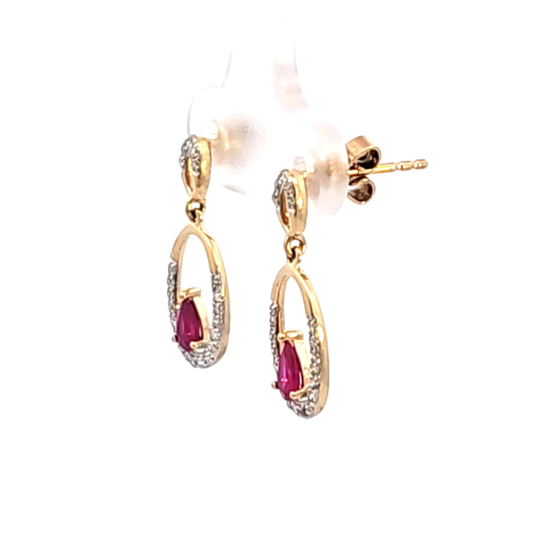 14KY Ruby and Diamond Earrings