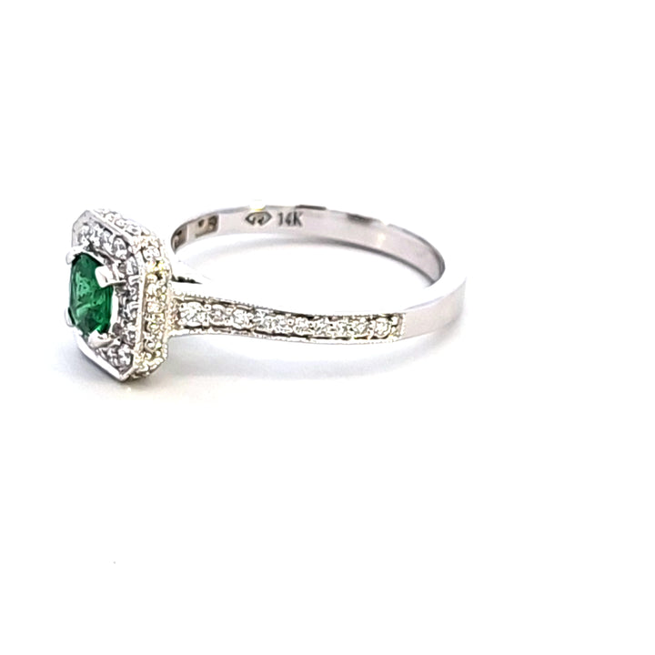 14KW Emerald and Diamond Ring