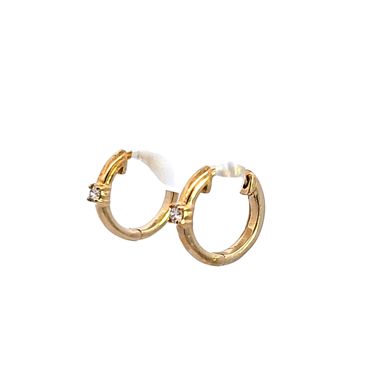 10KY Diamond Petite Hoop Earrings