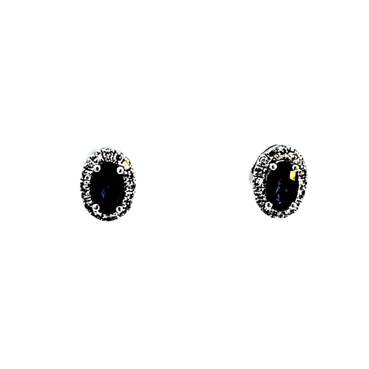 10KW Oval Sapphire and Diamond Earrings