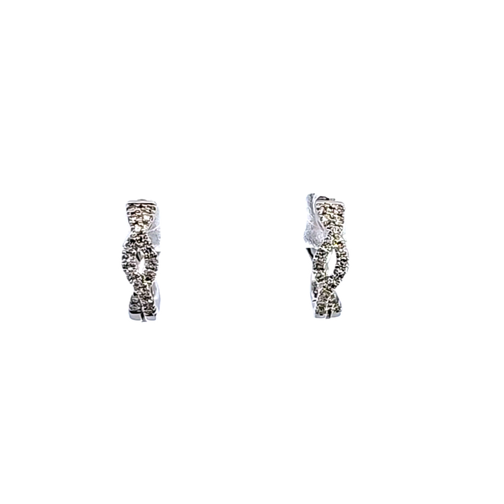 10KW Swirl Petite Huggie Diamond Earrings
