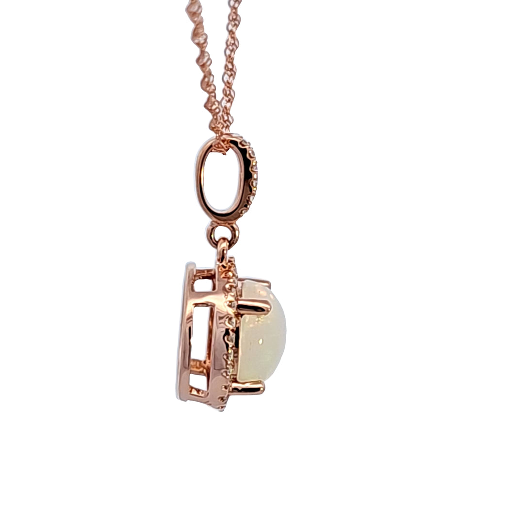 14KR Opal and Diamond Pendant
