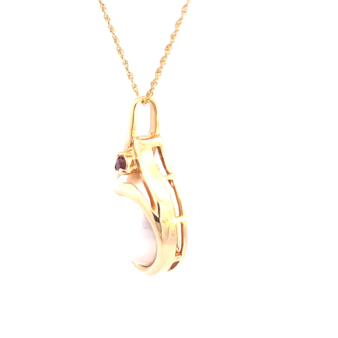 14KY Mabe` Pearl and Ruby Pendant