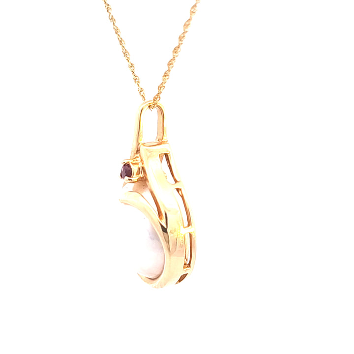 14KY Mabe` Pearl and Ruby Pendant