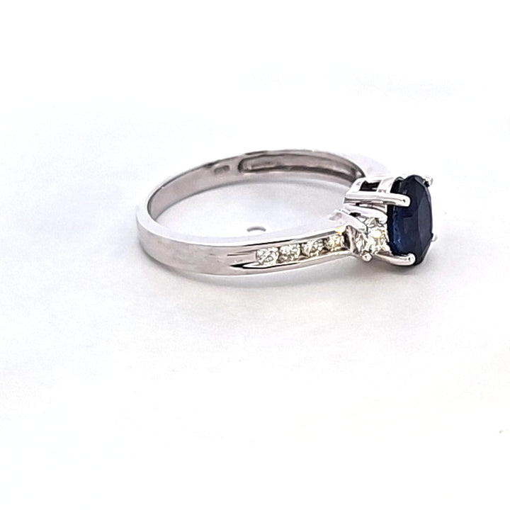 14KW Blue Sapphire and Diamond Fashion Ring