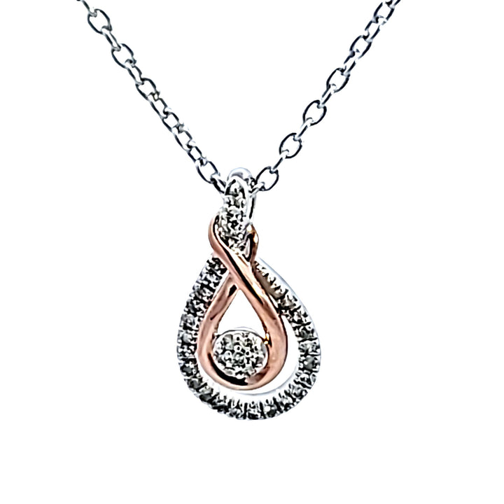 Sterling Silver and Rose Gold Plated Diamond Pendant
