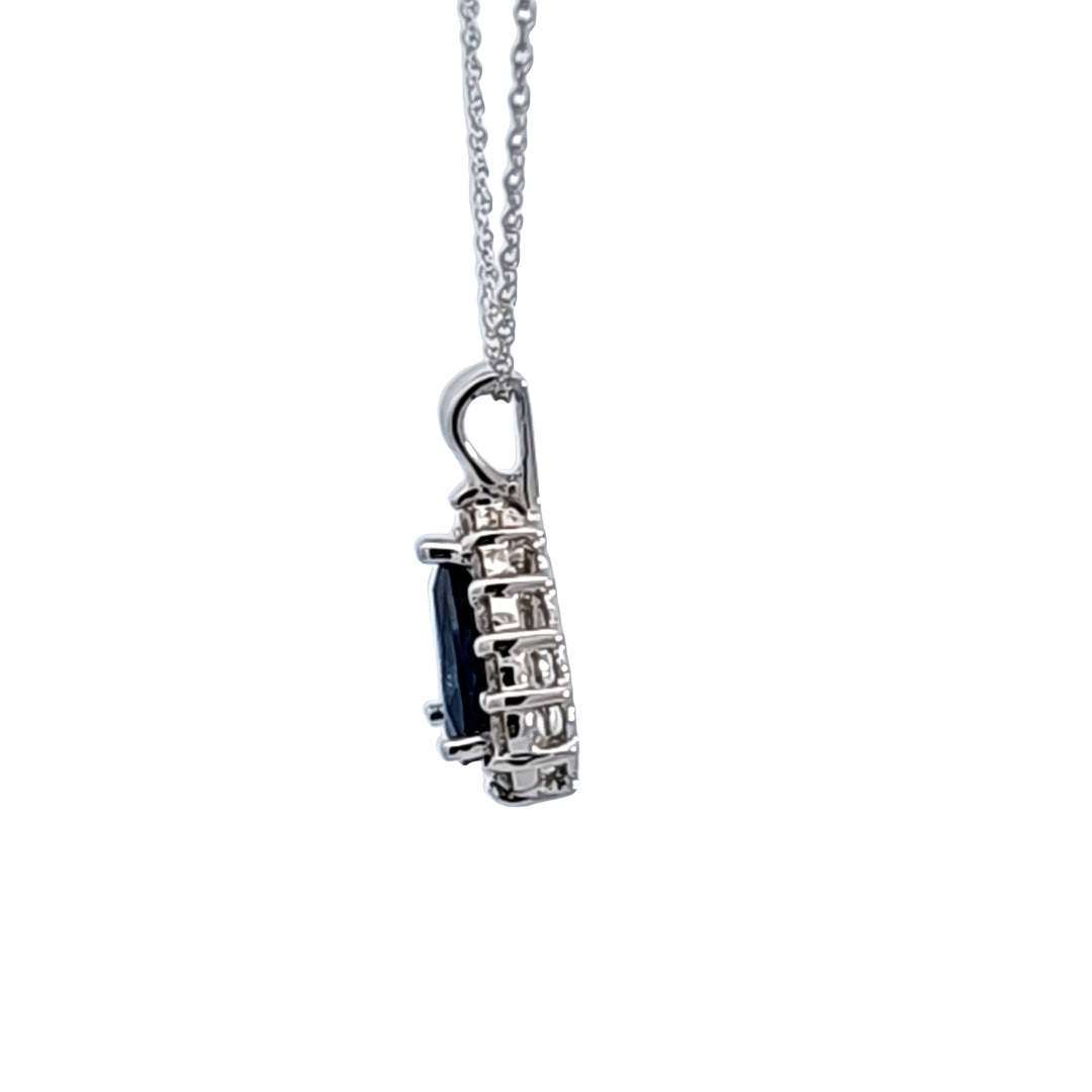 14KW Pear Sapphire and Diamond Pendant