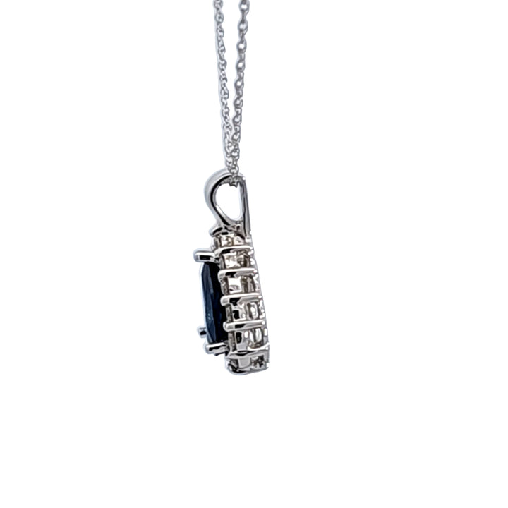 14KW Pear Sapphire and Diamond Pendant