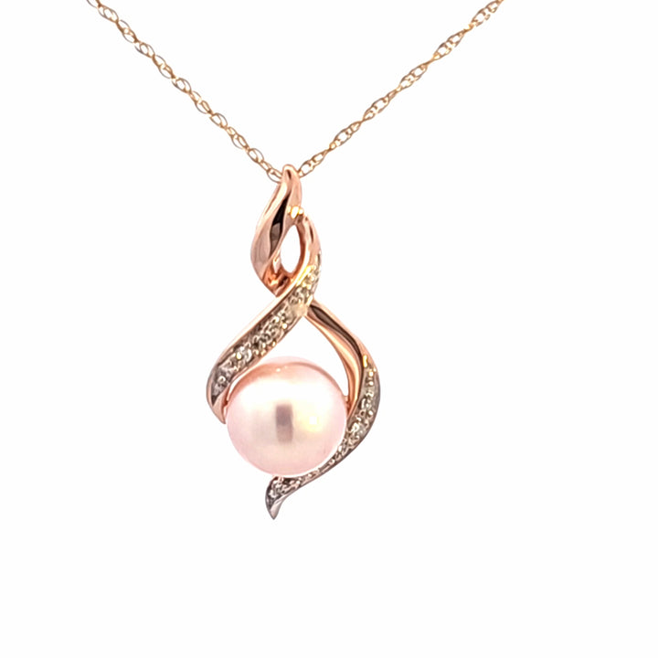 10KR Pearl and Diamond Estate Pendant