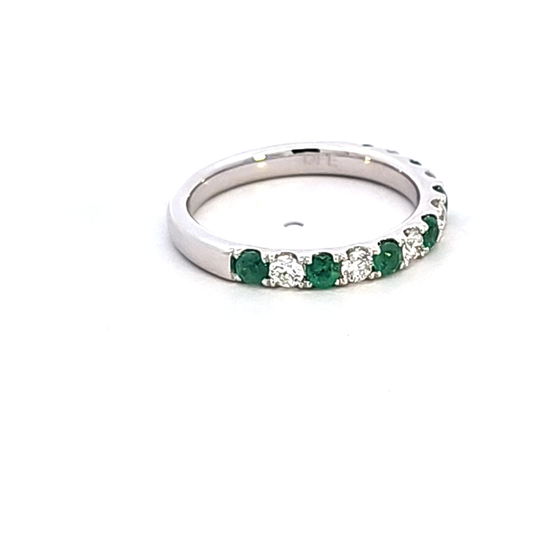 14KW Emerald and Diamond Band