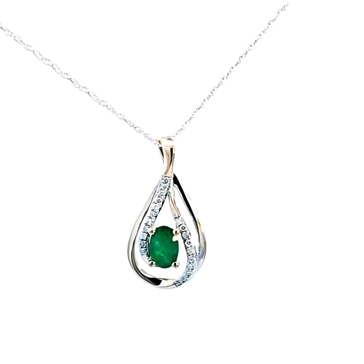 14KY Emerald and Diamond Pendant