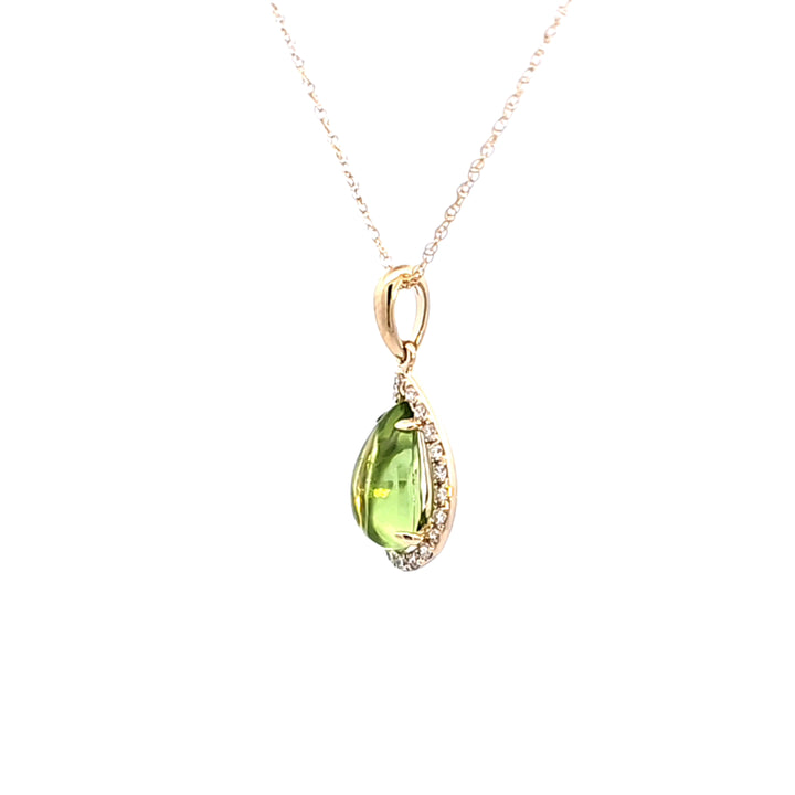 14KY Peridot and Diamond Pendant