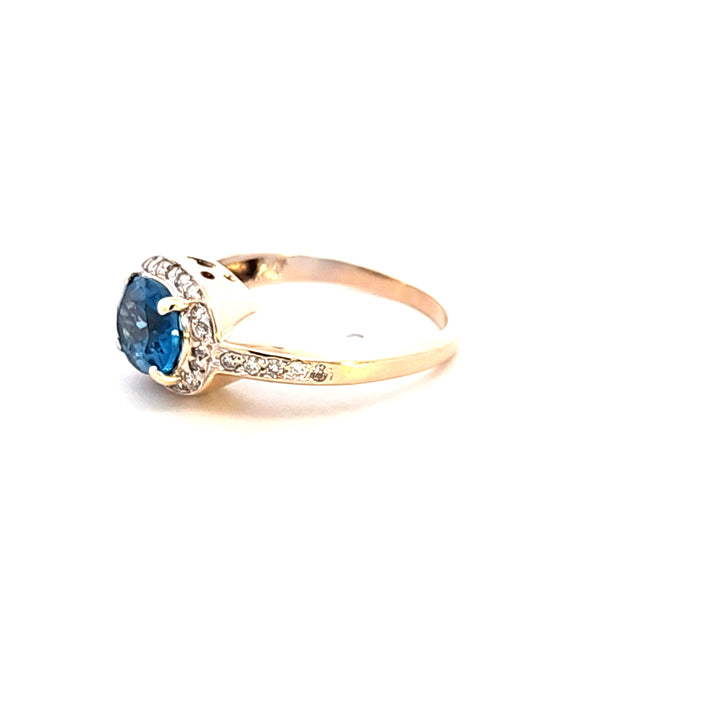 14KY Blue Topaz and Diamond Estate Ring