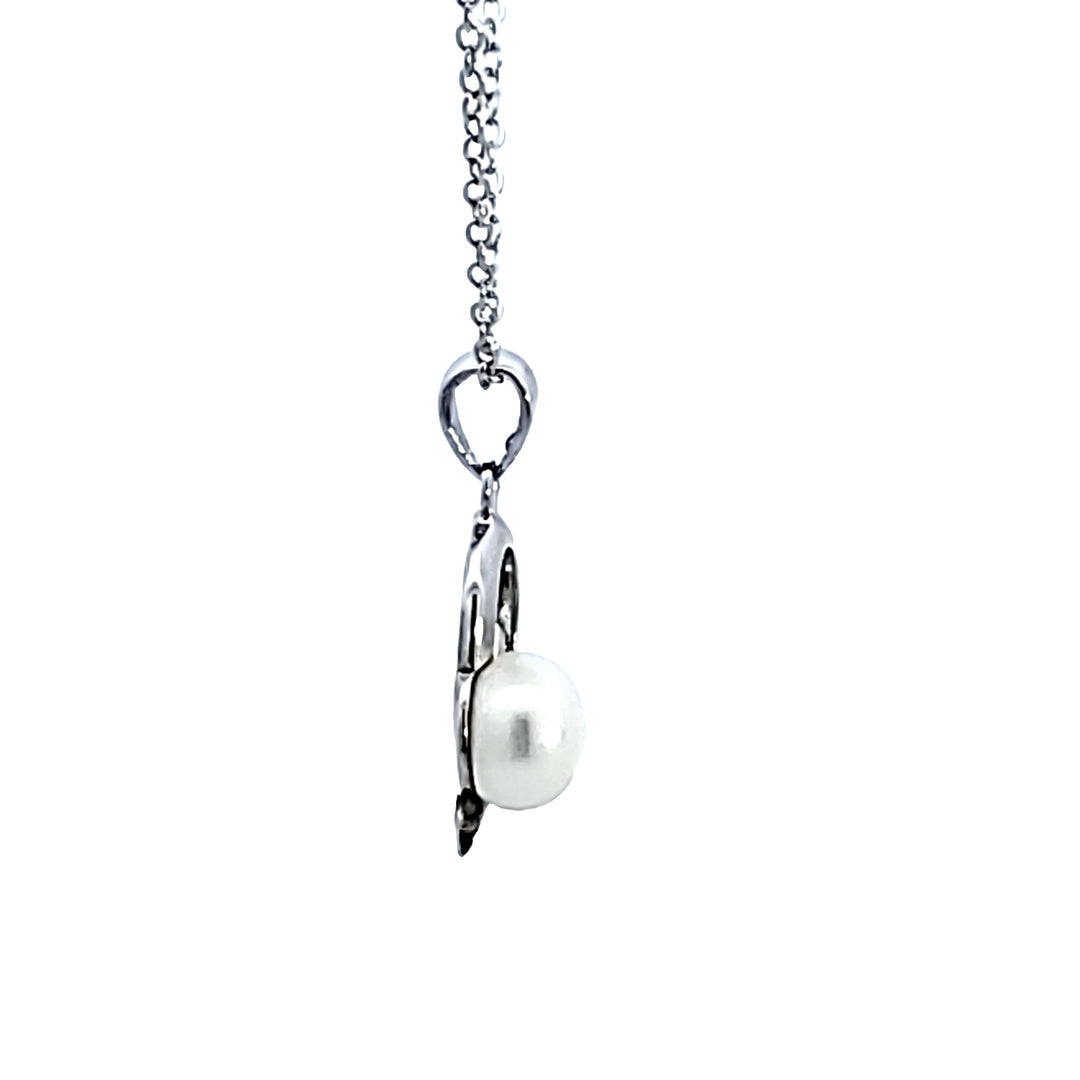 Sterling Silver Heart Pendant With Pearl